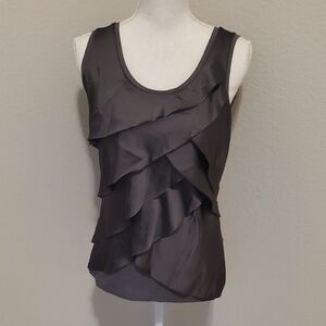 Ann Taylor Charcoal Ruffled Blouse
